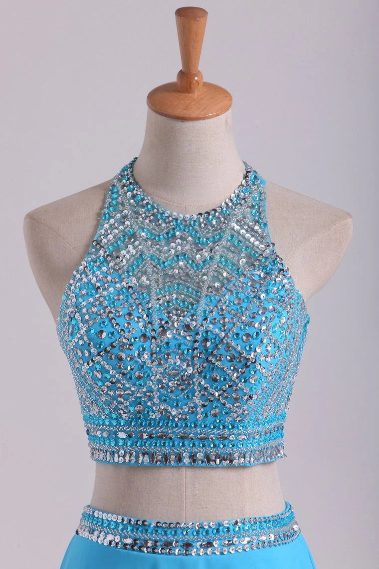 A Line Party Dresses Beaded Bodice Open Back Chiffon & Tulle